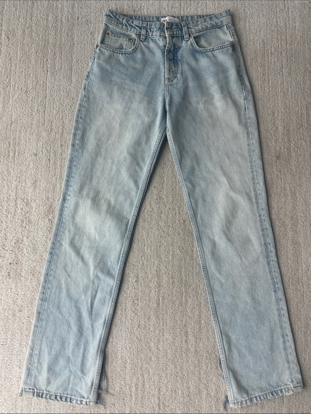 Zara Pale Blue High-Rise Straight Jeans